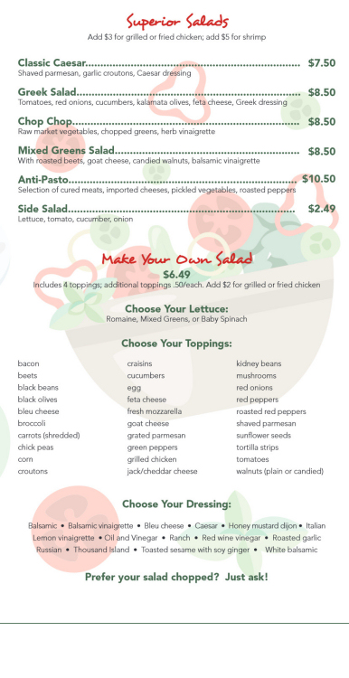 Specialty salads at Wayne’s World